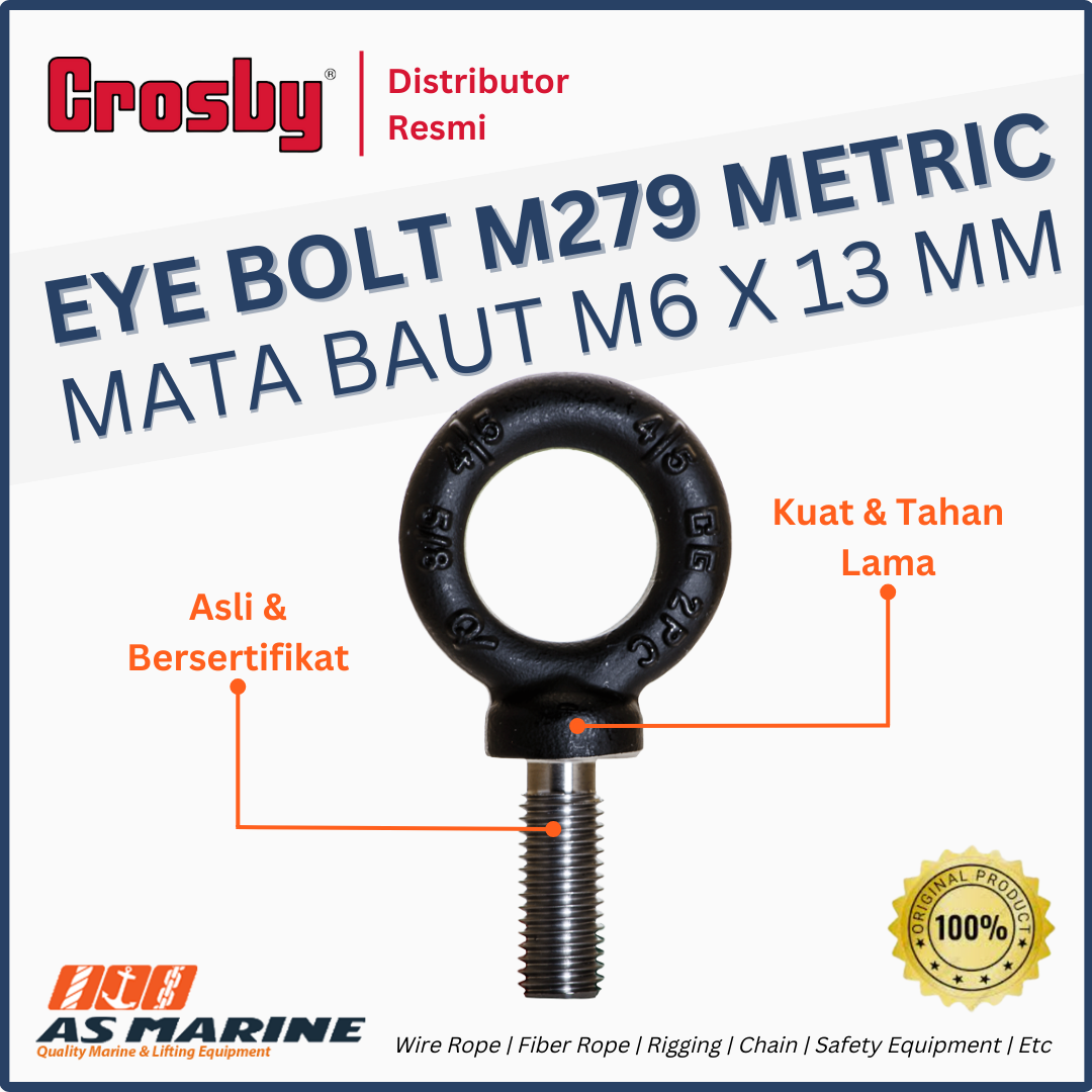 crosby usa eye bolt atau mata baut m279 metric m6 x 13mm